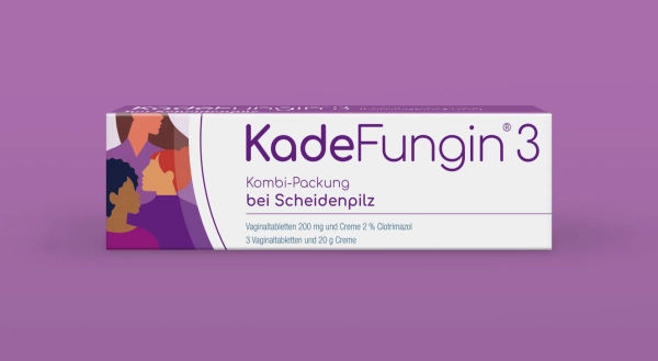 Packungsdesign für die Frauengesundheitsprodukte KadeFungin von Dr. Kade