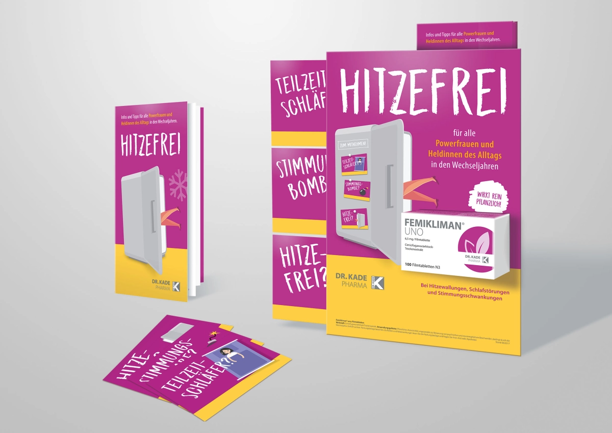 Femikliman OTC-Kampagne: Schaufensterdeko, Flyer, Postkarten