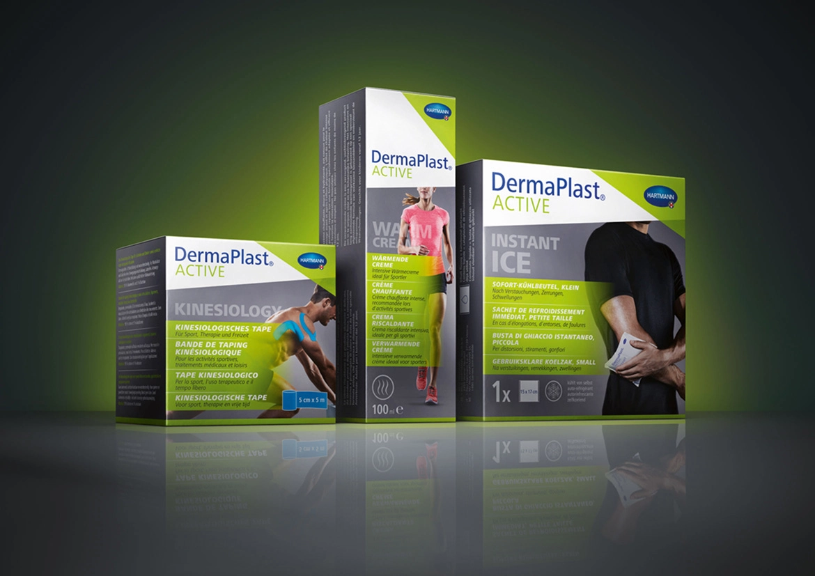 Internationales Packungsdesign für Dermaplast® Active von HARTMANN